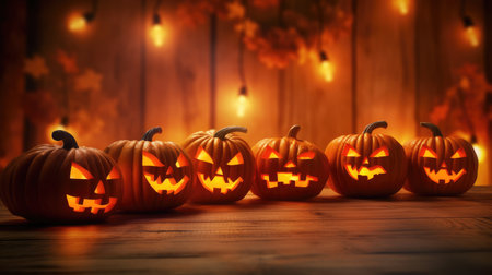 Halloween background, glowing Halloween pumpkins. the day of the Dead. terrible holiday.の素材