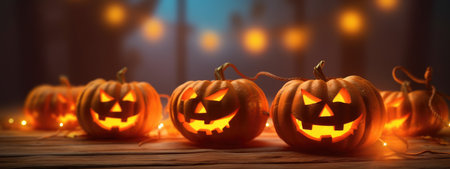 Halloween background, glowing Halloween pumpkins. the day of the Dead. terrible holiday.の素材