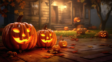 Halloween background, glowing Halloween pumpkins. the day of the Dead. terrible holiday.の素材