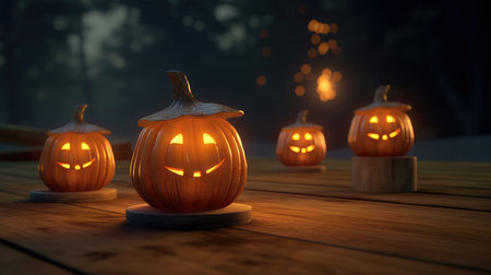 Halloween background, glowing Halloween pumpkins. the day of the Dead. terrible holiday.の素材