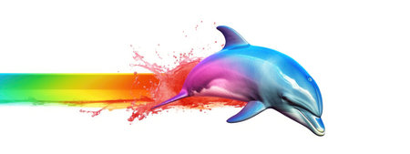 single colorful bottlenose dolphin. friendly sea animal.の素材
