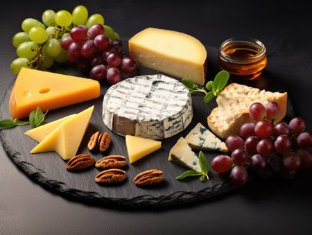 various types of cheese, milk products. cheese appetizer for wine. fermentation.の素材