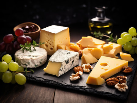 various types of cheese, milk products. cheese appetizer for wine. fermentation.の素材
