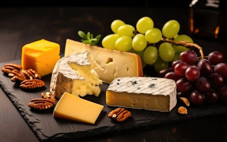 various types of cheese, milk products. cheese appetizer for wine. fermentation.の素材