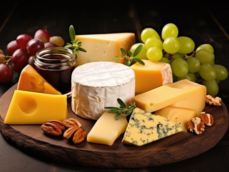 various types of cheese, milk products. cheese appetizer for wine. fermentation.の素材