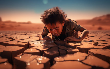 cracked earth, drought, water crisis and global climate change. dehydration of nature.の素材
