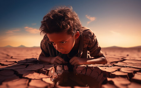 cracked earth, drought, water crisis and global climate change. dehydration of nature.の素材