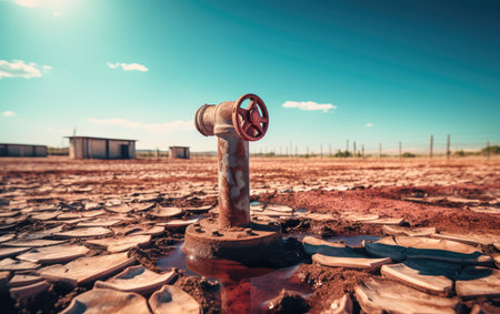 cracked earth, drought, water crisis and global climate change. dehydration of nature.の素材
