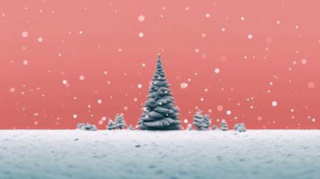 a podium or platform on a pastel background for a cosmetic product layout with an abstract Christmas tree for a holiday or winter season.の素材