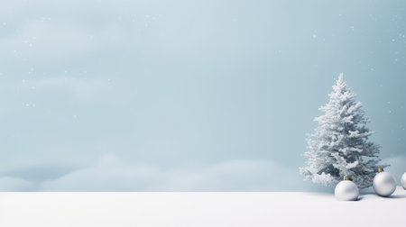 a podium or platform on a pastel background for a cosmetic product layout with an abstract Christmas tree for a holiday or winter season. New Years background for the product.の素材