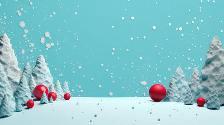 a podium or platform on a pastel background for a cosmetic product layout with an abstract Christmas tree for a holiday or winter season.の素材