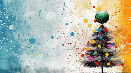 a podium or platform on a pastel background for a cosmetic product layout with an abstract Christmas tree for a holiday or winter season. New Years background for the product.の素材