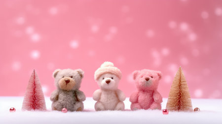 a podium or platform on a pastel background for a cosmetic product layout with an abstract Christmas tree for a holiday or winter season. New Years background for the product.の素材