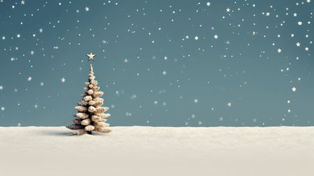 a podium or platform on a pastel background for a cosmetic product layout with an abstract Christmas tree for a holiday or winter season. New Years background for the product.の素材