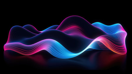 Sound neon wave illustration , neon waves, sound vibrations, neon color. generative aiの素材