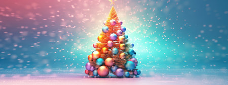 Merry Christmas and Happy New Year festive composition. Christmas background winter nature, holiday design. Abstract Christmas card.の素材