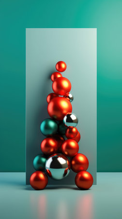 Merry Christmas and Happy New Year festive composition. Christmas background winter nature, holiday design. Abstract Christmas card.の素材