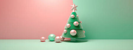 Merry Christmas and Happy New Year festive composition. Christmas background winter nature, holiday design. Abstract Christmas card.の素材