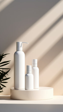 Background from a set of female professional cosmetics for face and body care. Cosmetic tubes with skin care product.の素材