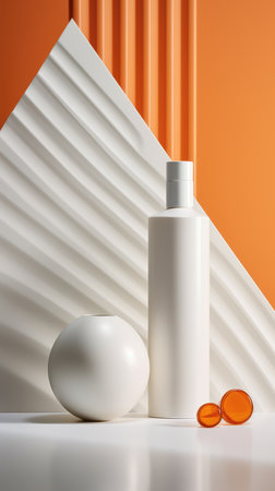 Background from a set of female professional cosmetics for face and body care. Cosmetic tubes with skin care product.の素材