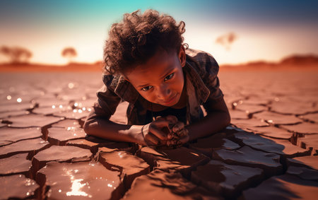cracked earth, drought, water crisis and global climate change. dehydration of nature.の素材