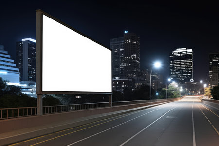Big empty billboard in big city, empty billboard with copy space for text or content, empty billboard mockup in big city. Place for advertising.の素材