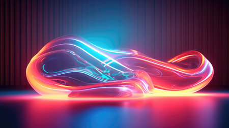 Sound neon wave illustration , neon waves, sound vibrations, neon color. generative aiの素材