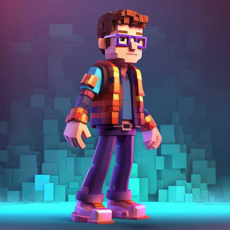 pixelated human character, illustration in pixel art style, computer game character. generative aiの素材