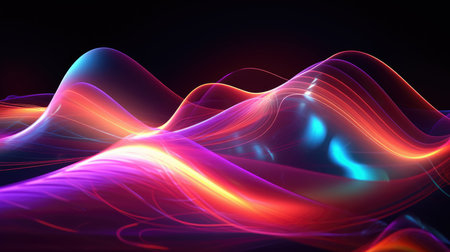 Sound neon wave illustration , neon waves, sound vibrations, neon color. generative aiの素材