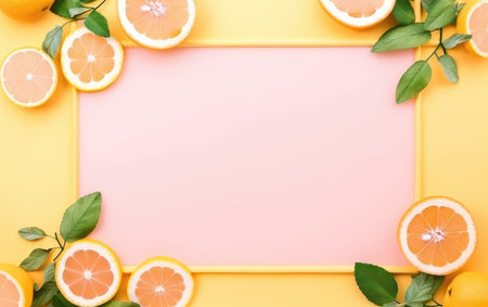 frame of citrus fruits for text. advertising for cosmetics. body care.の素材