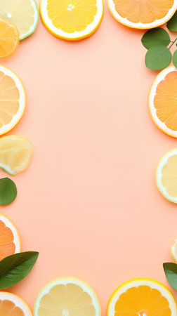 frame of citrus fruits for text. advertising for cosmetics. body care.の素材
