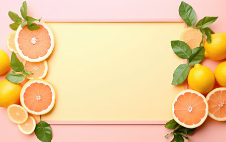 frame of citrus fruits for text. advertising for cosmetics. body care.の素材