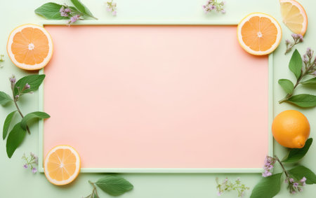 frame of citrus fruits for text. advertising for cosmetics. body care.の素材