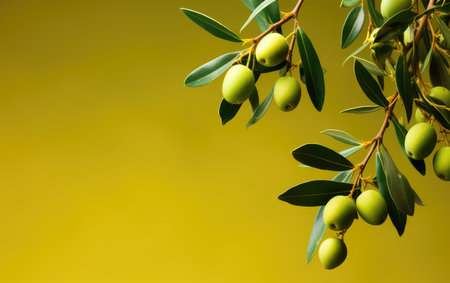 Olive border design.Food background with olive branch. Olive oil.の素材
