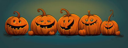 Halloween burning pumpkin smile and scary eyes for party. Close up view of scary Halloween pumpkin, day of the dead.の素材