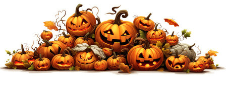 Halloween burning pumpkin smile and scary eyes for party. Close up view of scary Halloween pumpkin, day of the dead.の素材