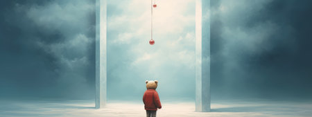 wandering lonely sad bear. sad illustration. loneliness depression concept.の素材