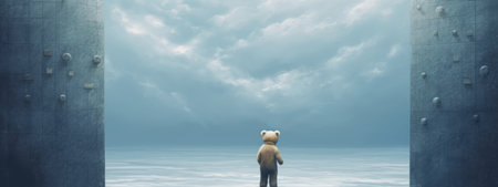 wandering lonely sad bear. sad illustration. loneliness depression concept.の素材