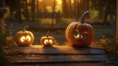 Halloween burning pumpkin smile and scary eyes for party. Close up view of scary Halloween pumpkin, day of the dead.の素材