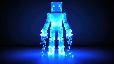 Portrait of a fictional pixel character. illustration of a man in a play space. games.の素材