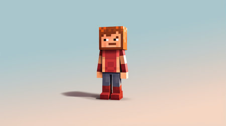 Portrait of a fictional pixel character. illustration of a man in a play space. games.の素材