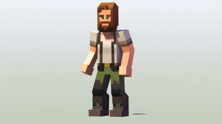 Portrait of a fictional pixel character. illustration of a man in a play space. games.の素材