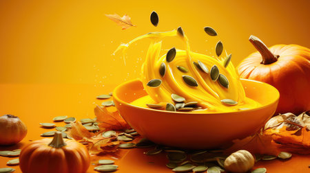 Traditional pumpkin cream soup with a creamy, silky texture. Copy space. diet soup. vegetarian soup.の素材