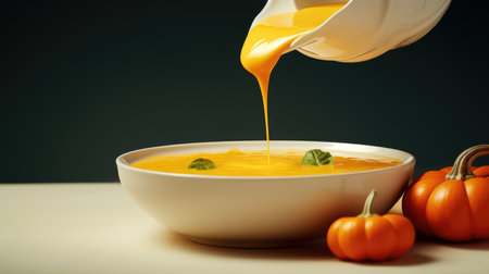 Traditional pumpkin cream soup with a creamy, silky texture. Copy space. diet soup. vegetarian soup.の素材