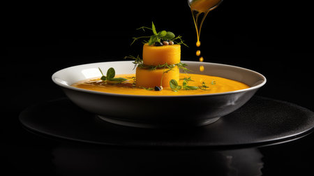 Traditional pumpkin cream soup with a creamy, silky texture. Copy space. diet soup. vegetarian soup.の素材