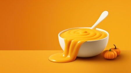 Traditional pumpkin cream soup with a creamy, silky texture. Copy space. diet soup. vegetarian soup.の素材