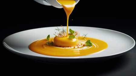 Traditional pumpkin cream soup with a creamy, silky texture. Copy space. diet soup. vegetarian soup.の素材
