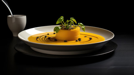 Traditional pumpkin cream soup with a creamy, silky texture. Copy space. diet soup. vegetarian soup.の素材