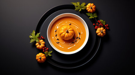 Traditional pumpkin cream soup with a creamy, silky texture. Copy space. diet soup. vegetarian soup.の素材
