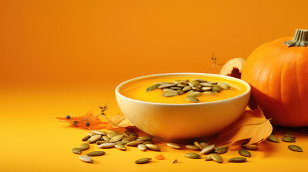 Traditional pumpkin cream soup with a creamy, silky texture. Copy space. diet soup. vegetarian soup.の素材